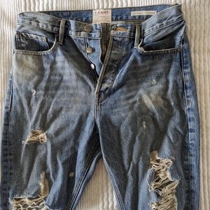 Frame rigid distressed denim, rolled cuffs, size 29